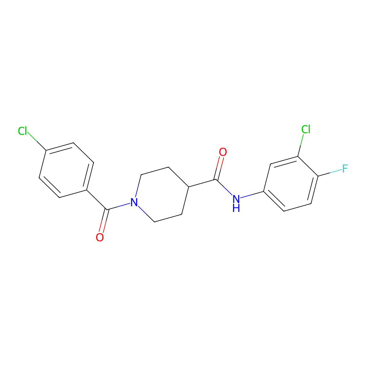N-(3-chloro-4-fluorophenyl)-1-[(4-chlorophenyl)carbonyl]piperidine-4-carboxamide molecular structure, CAS 731834-51-8