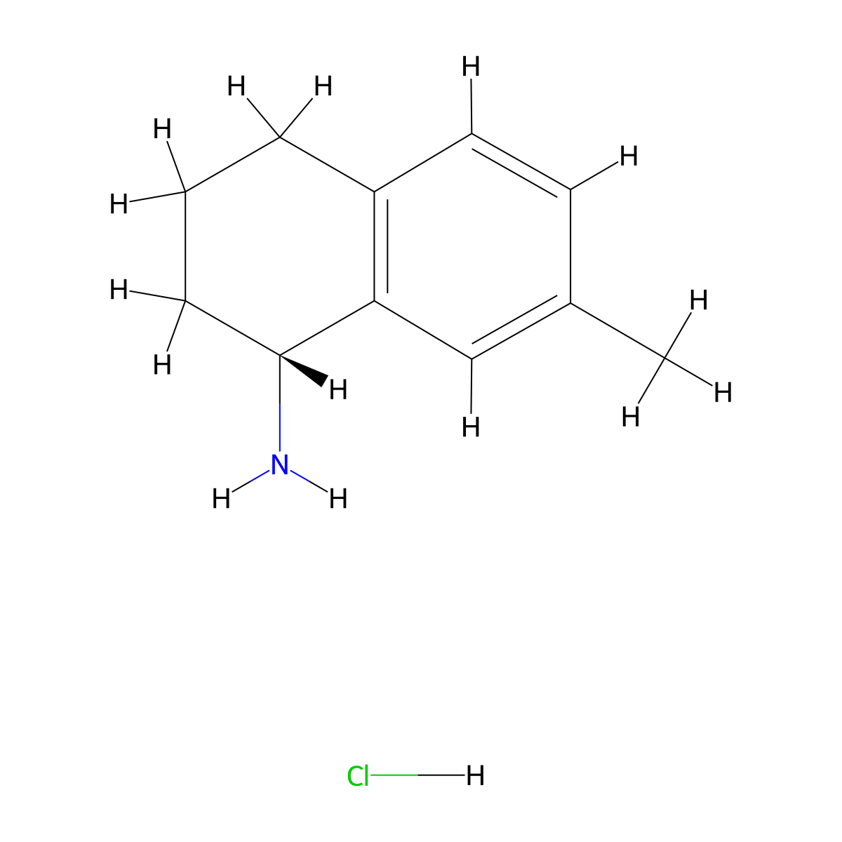 (1R)-7-methyl-1,2,3,4-tetrahydronaphthalen-1-amine hydrochloride molecular structure, CAS 731859-03-3