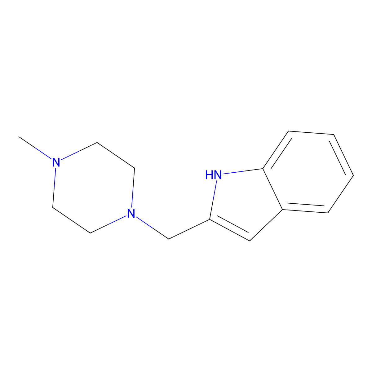 2-[(4-methylpiperazin-1-yl)methyl]-1H-indole molecular structure, CAS 73187-37-8