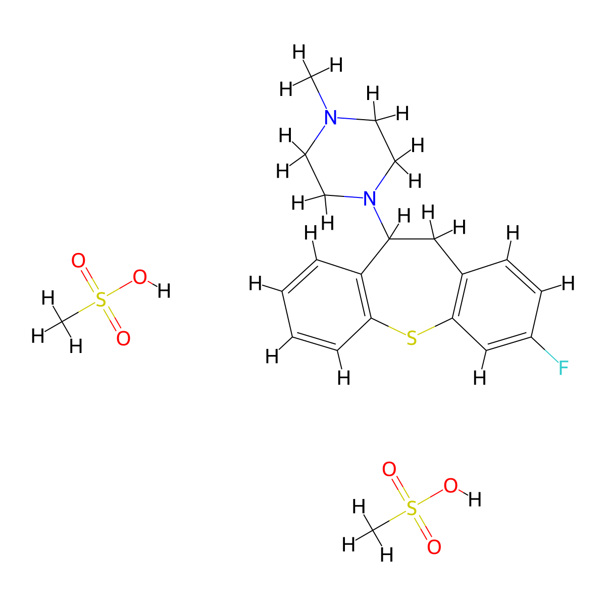 Piperazine, 1-(10,11-dihydro-3-fluorodibenzo(b,f)thiepin-10-yl)-4-methyl-, dimethanesulfonate molecular structure, CAS 73195-20-7