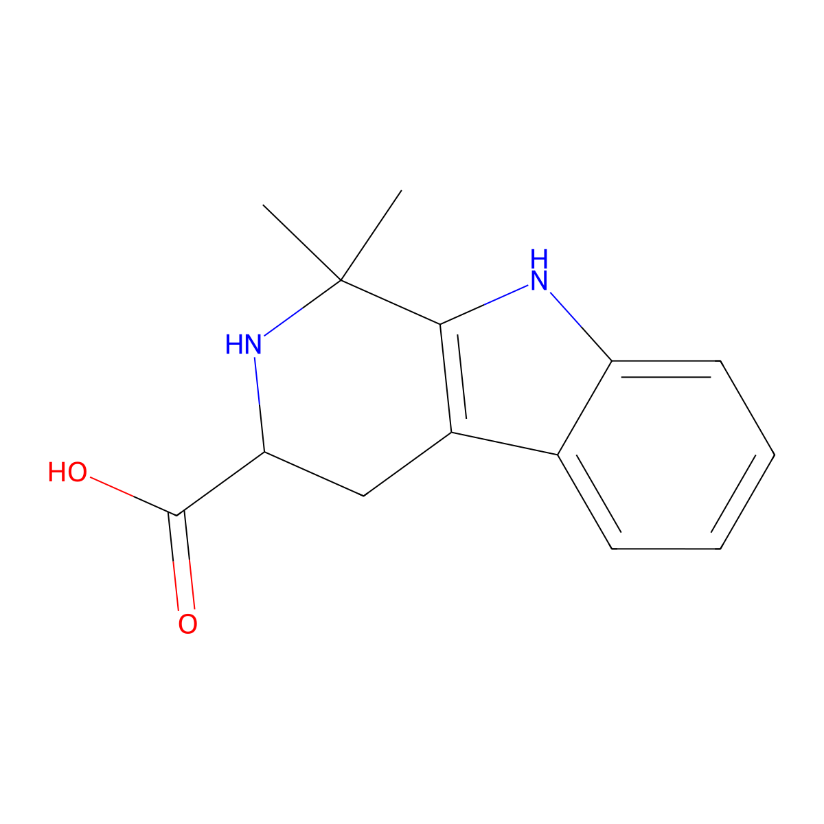 1,1-Dimethyl-2,3,4,9-tetrahydro-1H-beta-carboline-3-carboxylic acid molecular structure, CAS 73198-03-5