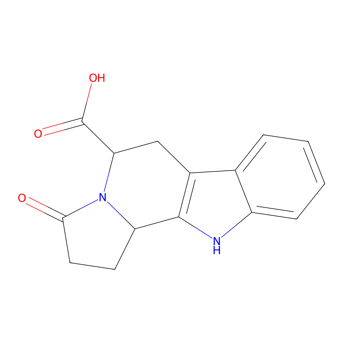 3-Oxo-1,2,5,6,11,11b-hexahydroindolizino[8,7-b]indole-5-carboxylic acid molecular structure, CAS 73198-04-6