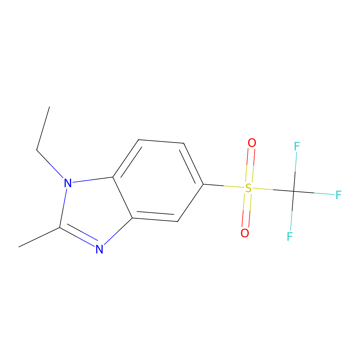 1-Ethyl-2-methyl-5-(trifluoromethanesulfonyl)-1H-benzimidazole molecular structure, CAS 732-20-7