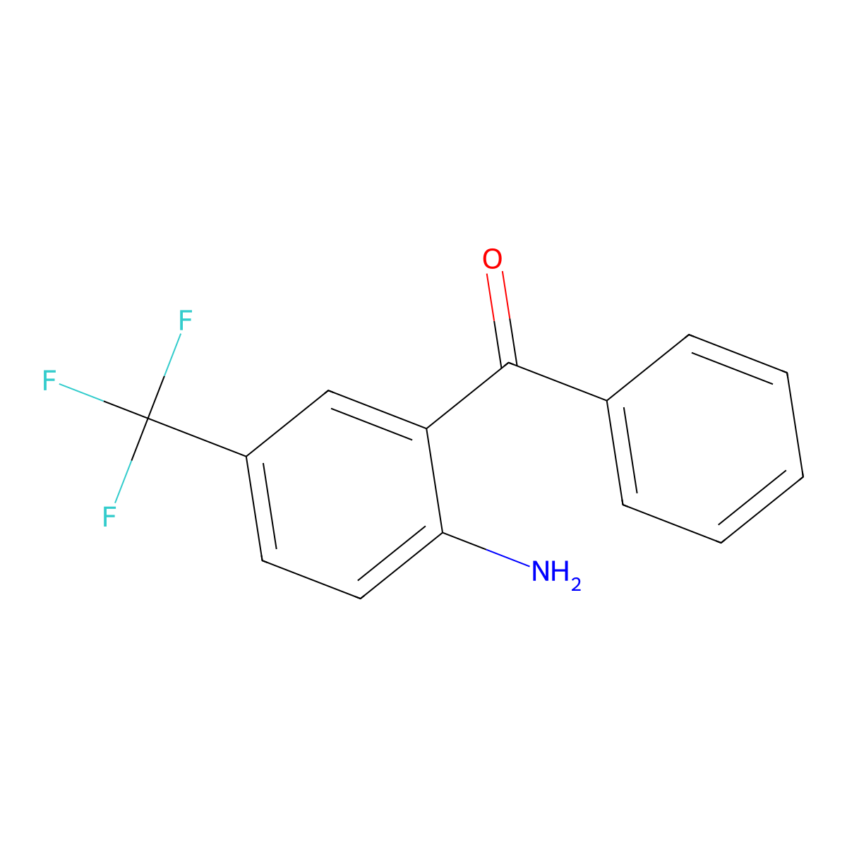(2-Amino-5-(trifluoromethyl)phenyl)(phenyl)methanone molecular structure, CAS 732-34-3