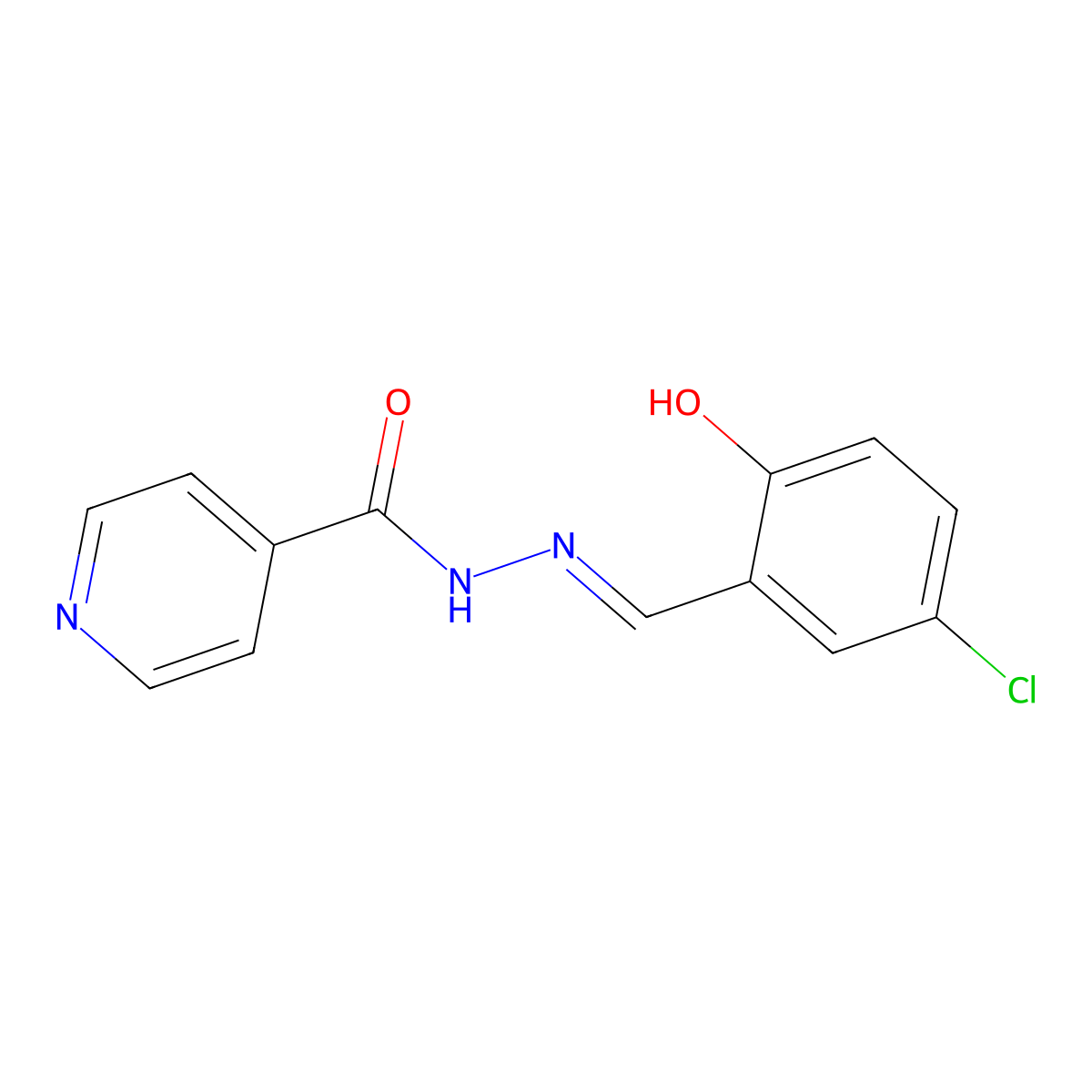 N'-(5-chloro-2-hydroxybenzylidene)isonicotinohydrazide molecular structure, CAS 732-92-3