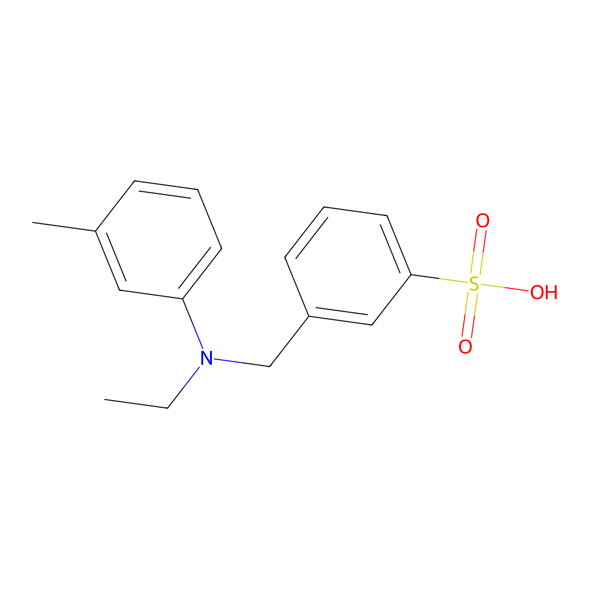 Benzenesulfonic acid, 3-[[ethyl(3-methylphenyl)amino]methyl]- molecular structure, CAS 73203-53-9