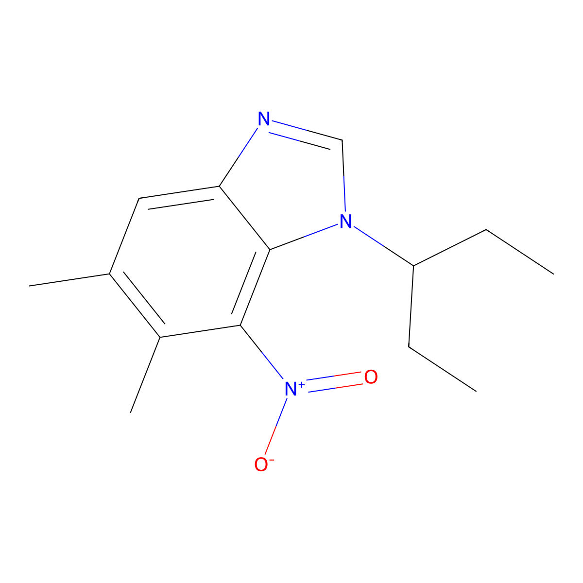 1-(1-Ethylpropyl)-5,6-dimethyl-7-nitro-1H-benzimidazole molecular structure, CAS 73215-11-9