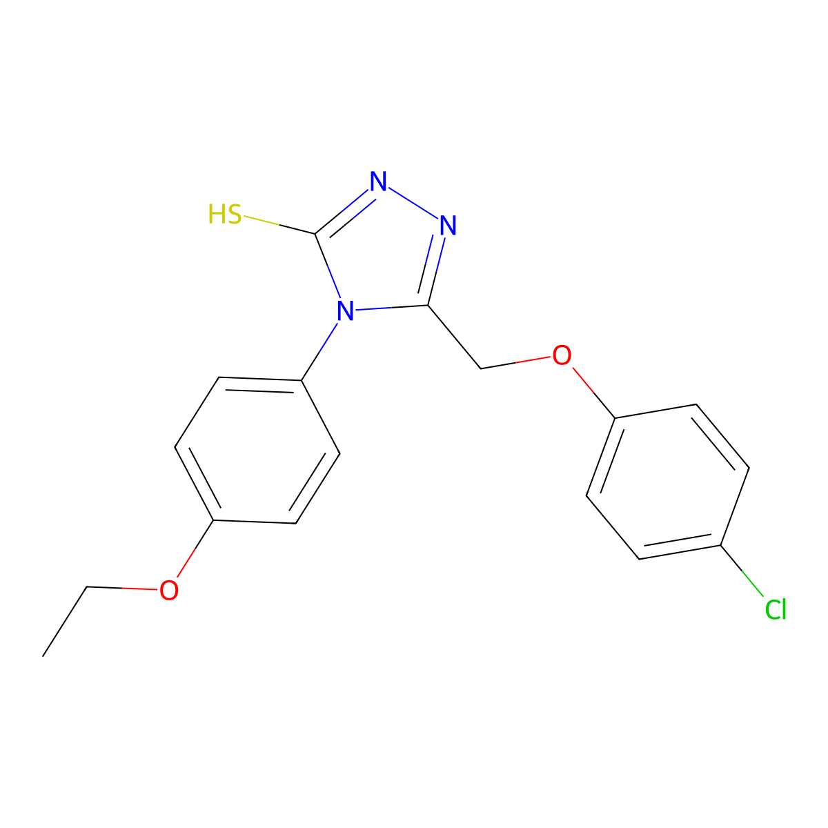 5-(4-chlorophenoxymethyl)-4-(4-ethoxyphenyl)-4H-1,2,4-triazole-3-thiol molecular structure, CAS 73216-27-0