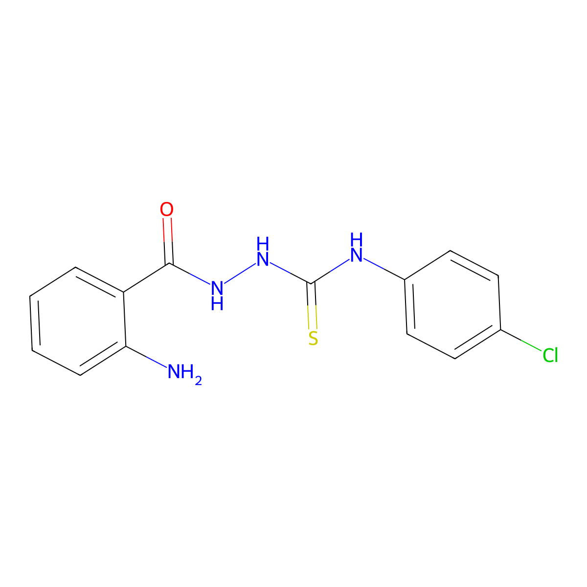 (2-Aminophenyl)-N-((((4-chlorophenyl)amino)thioxomethyl)amino)formamide molecular structure, CAS 73216-93-0