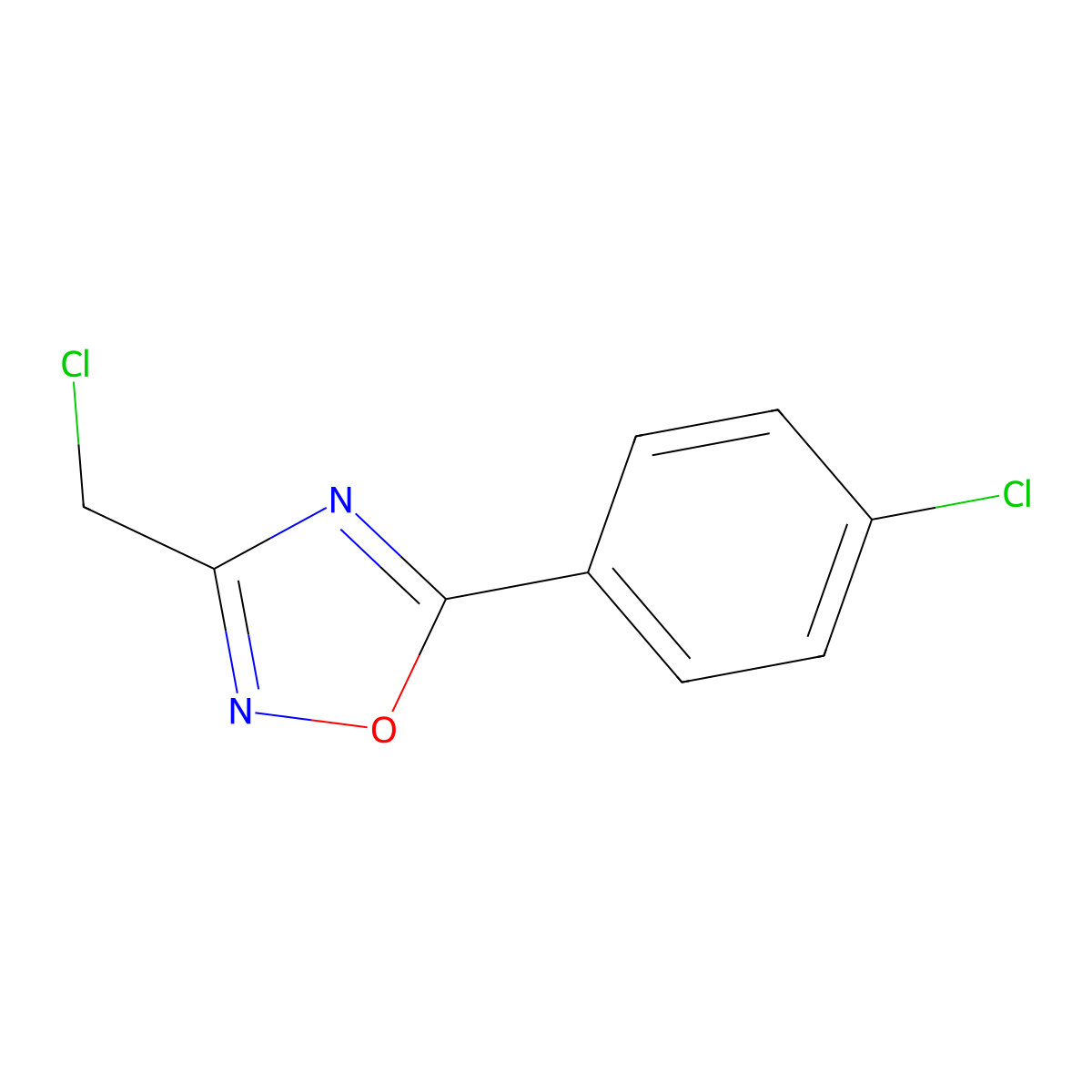 3-(Chloromethyl)-5-(4-chlorophenyl)-1,2,4-oxadiazole molecular structure, CAS 73217-30-8