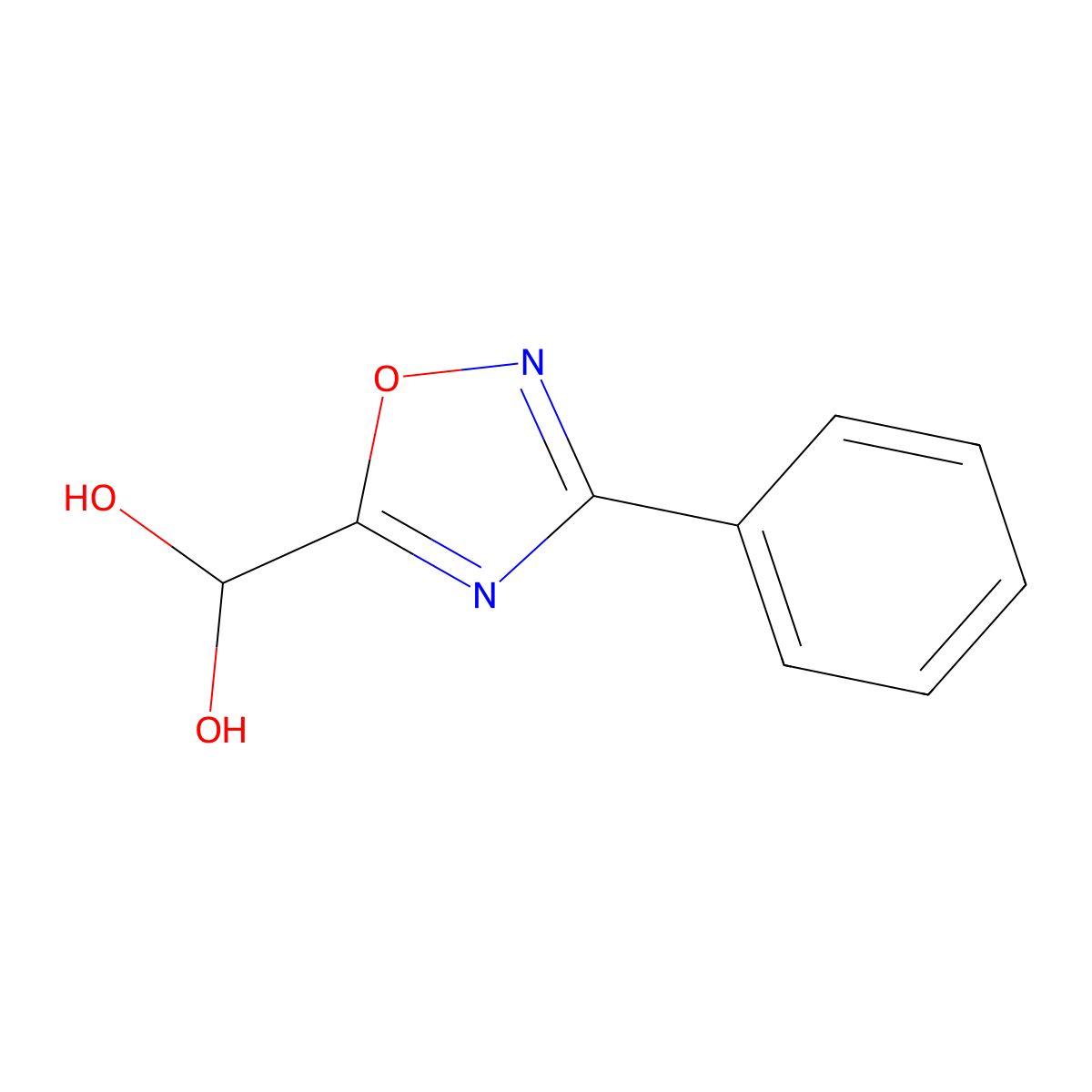 (3-Phenyl-1,2,4-oxadiazol-5-yl)methanediol molecular structure, CAS 73217-59-1