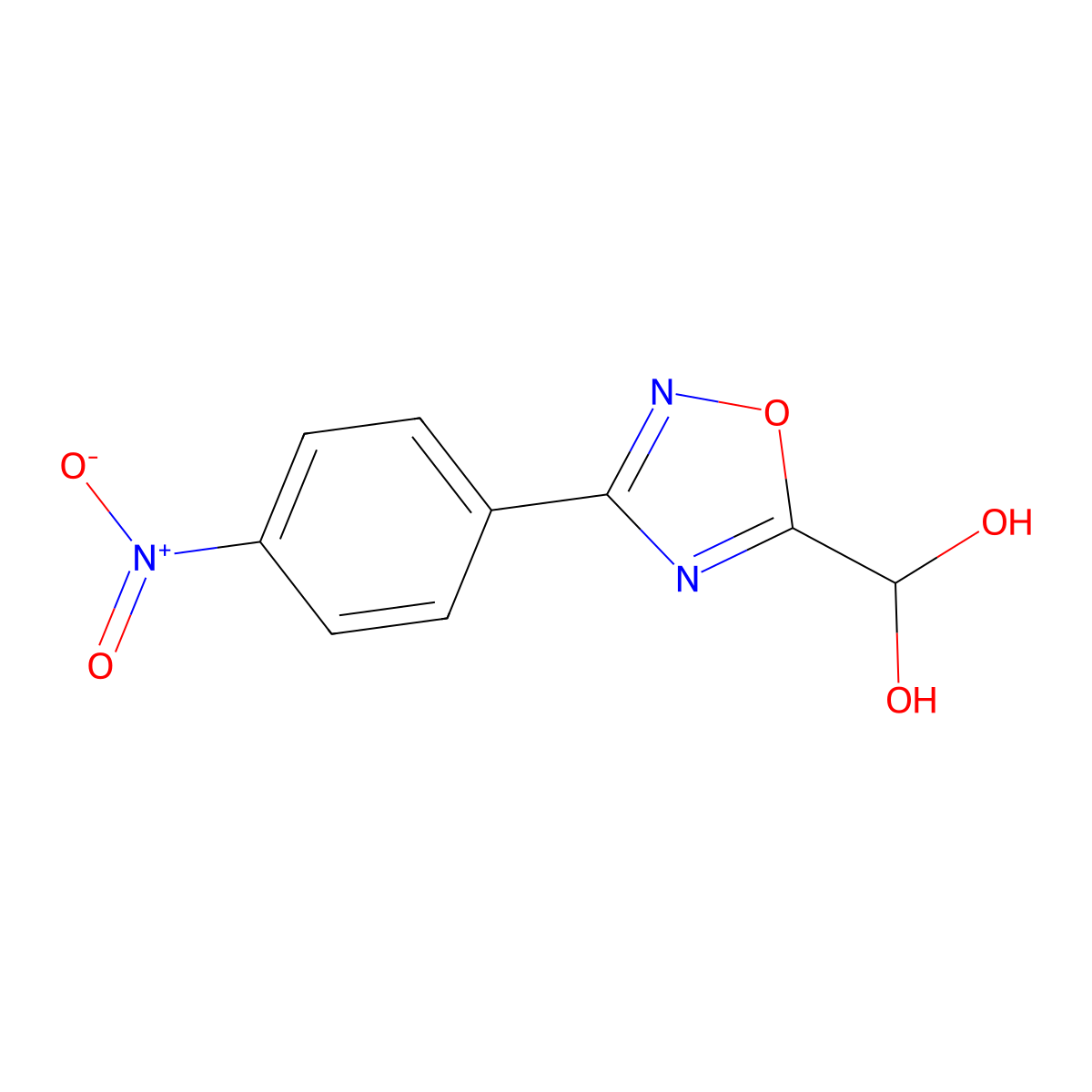 [3-(4-Nitrophenyl)-1,2,4-oxadiazol-5-yl]methanediol molecular structure, CAS 73217-62-6