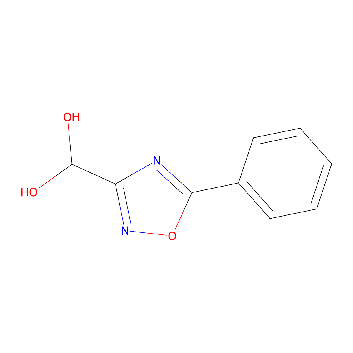 (5-Phenyl-1,2,4-oxadiazol-3-yl)methanediol molecular structure, CAS 73217-63-7