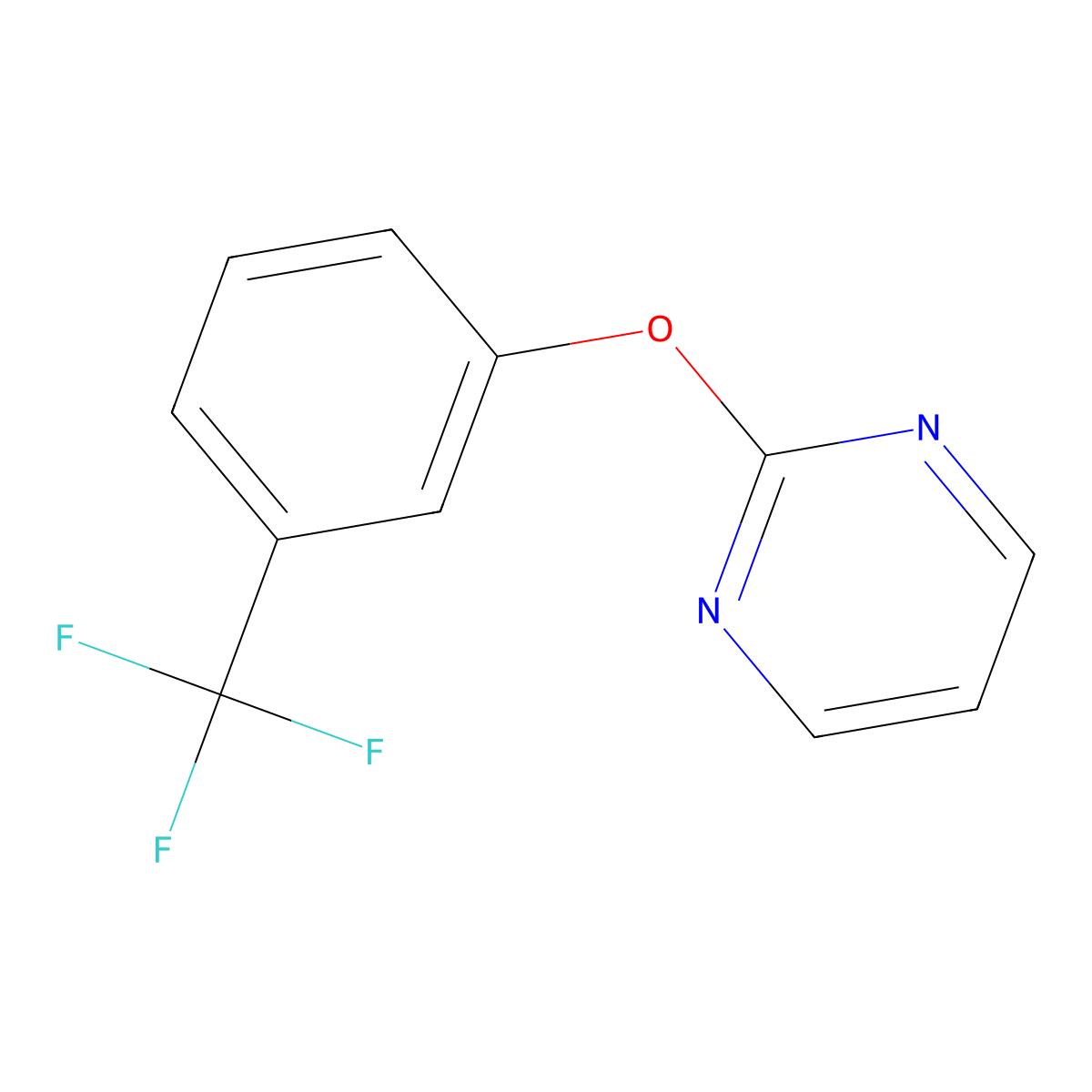 2-Pyrimidinyl 3-(trifluoromethyl)phenyl ether molecular structure, CAS 73221-68-8