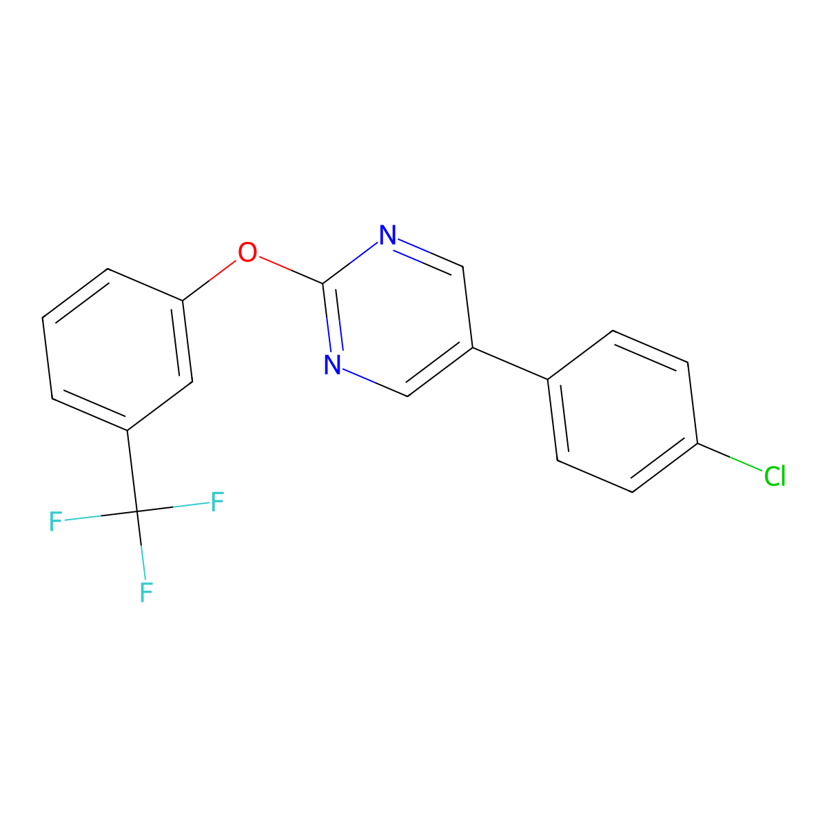 5-(4-Chlorophenyl)-2-[3-(trifluoromethyl)phenoxy]pyrimidine molecular structure, CAS 73221-77-9