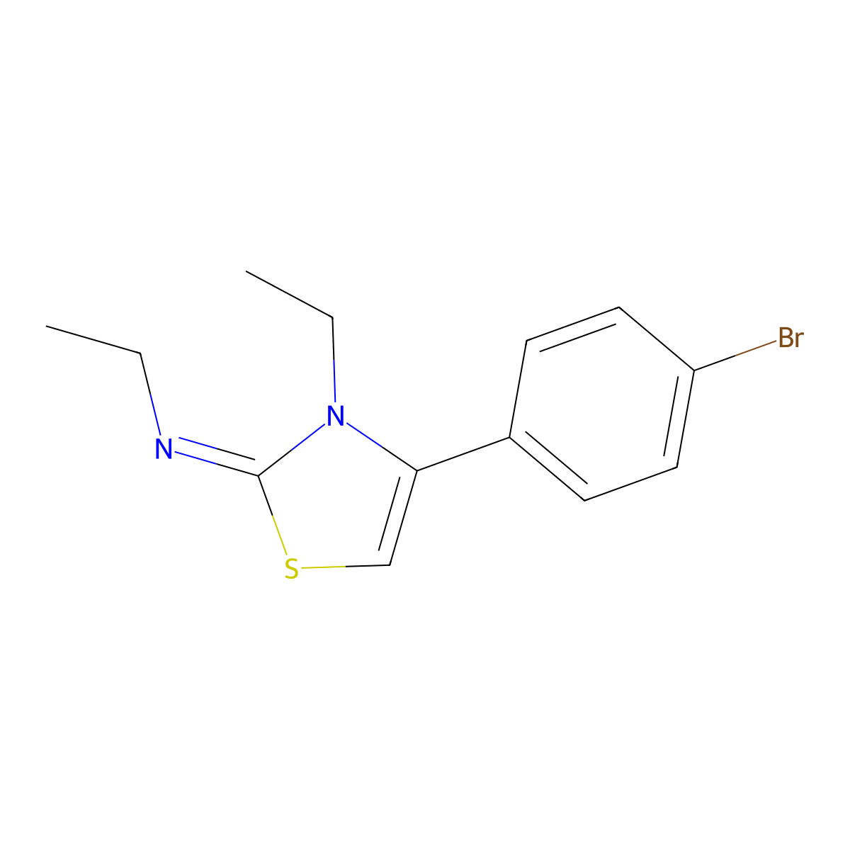 Ethanamine, N-[4-(4-bromophenyl)-3-ethyl-2(3H)-thiazolylidene]- molecular structure, CAS 732238-01-6