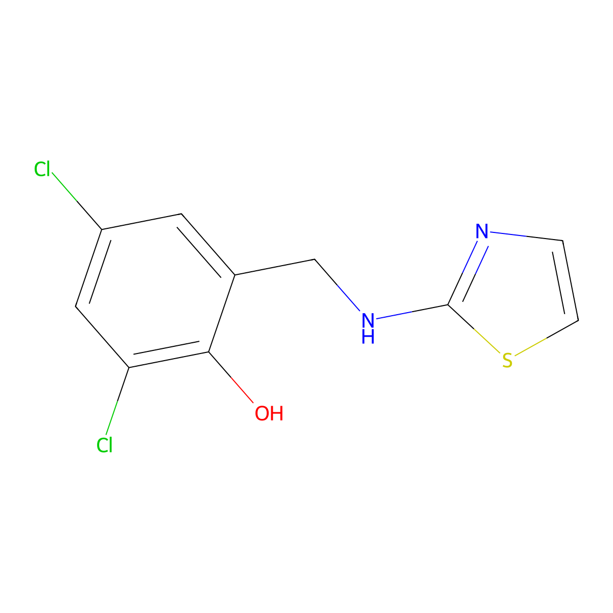 2,4-Dichloro-6-[(1,3-thiazol-2-ylamino)methyl]phenol molecular structure, CAS 732248-29-2