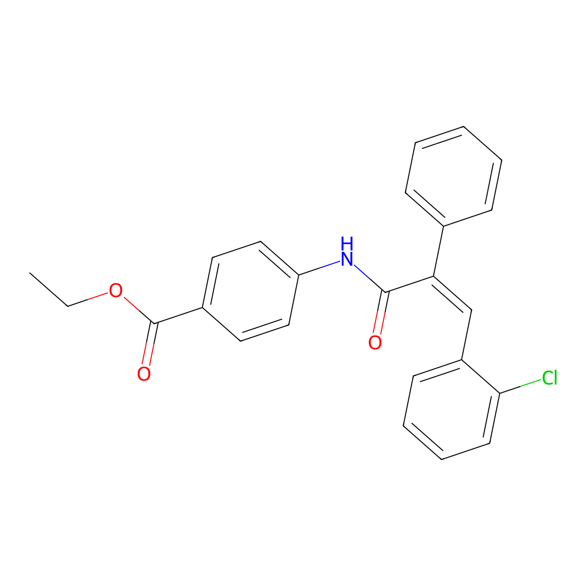 Ethyl 4-{[3-(2-chlorophenyl)-2-phenylprop-2-enoyl]amino}benzoate molecular structure, CAS 732249-26-2