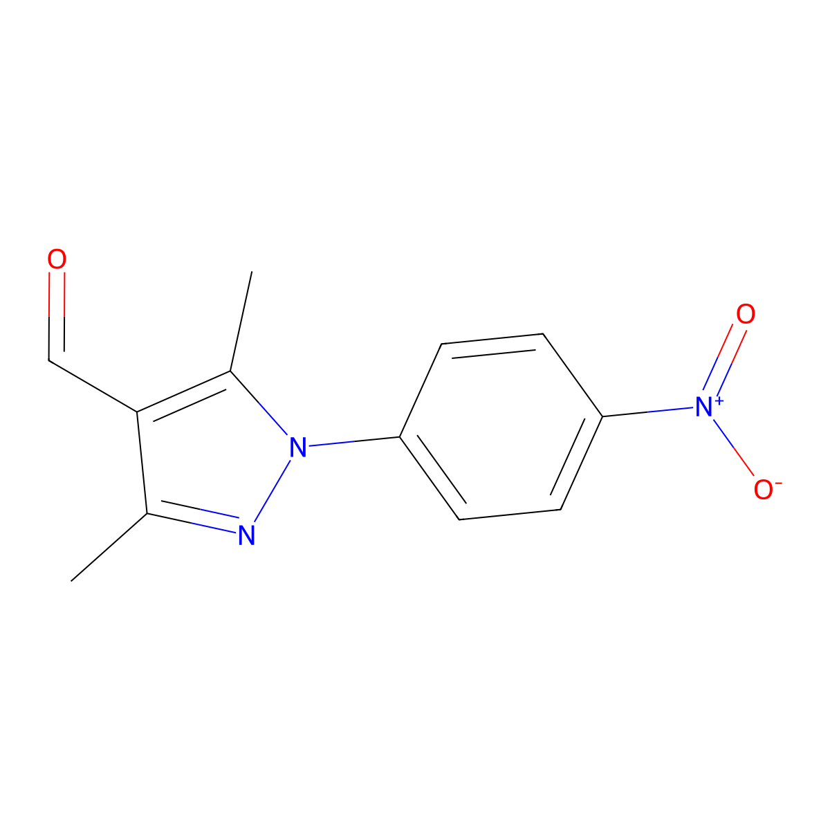 3,5-dimethyl-1-(4-nitrophenyl)-1H-pyrazole-4-carbaldehyde molecular structure, CAS 73225-32-8
