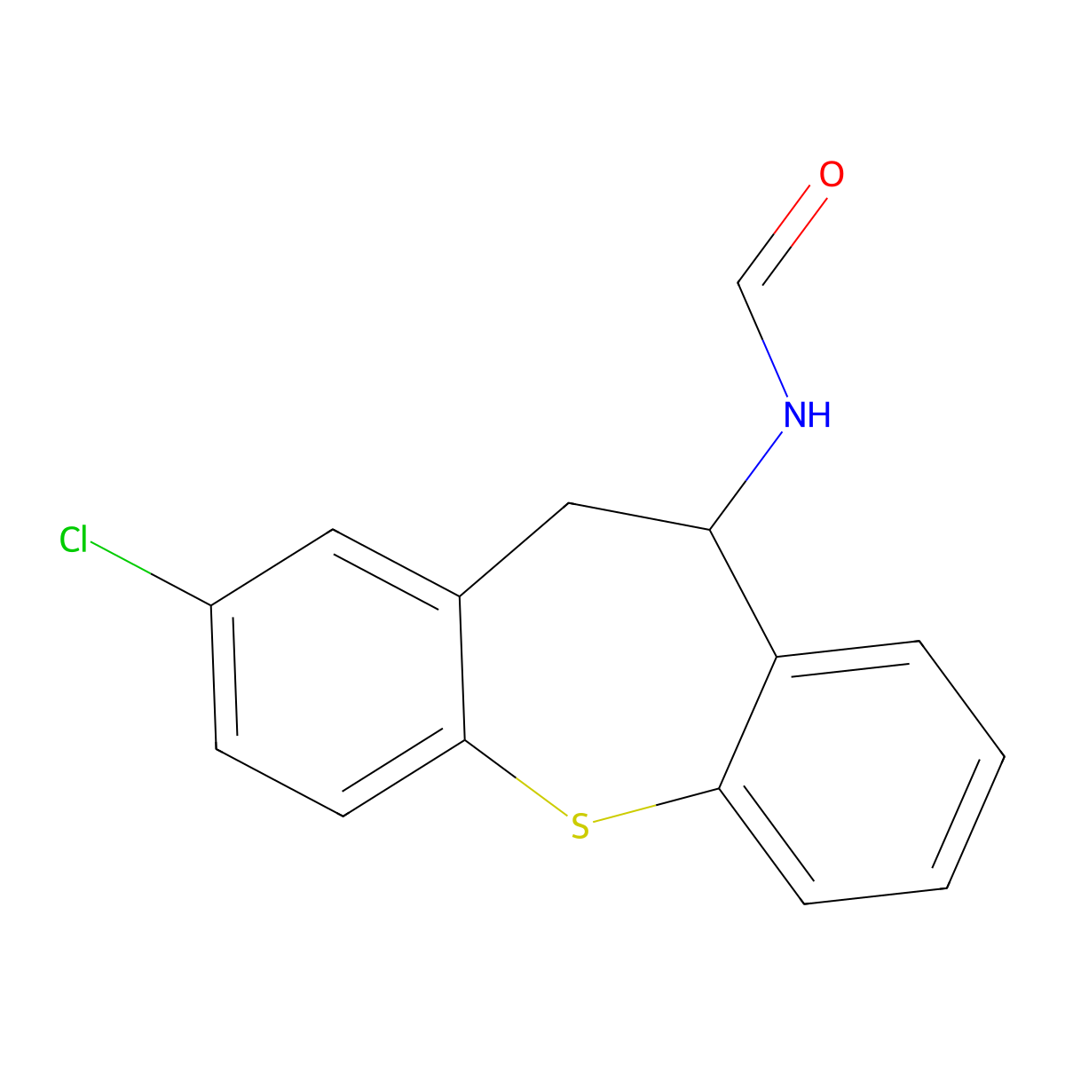 Formamide, N-(2-chloro-10,11-dihydrodibenzo(b,f)thiepin-10-yl)- molecular structure, CAS 73225-64-6