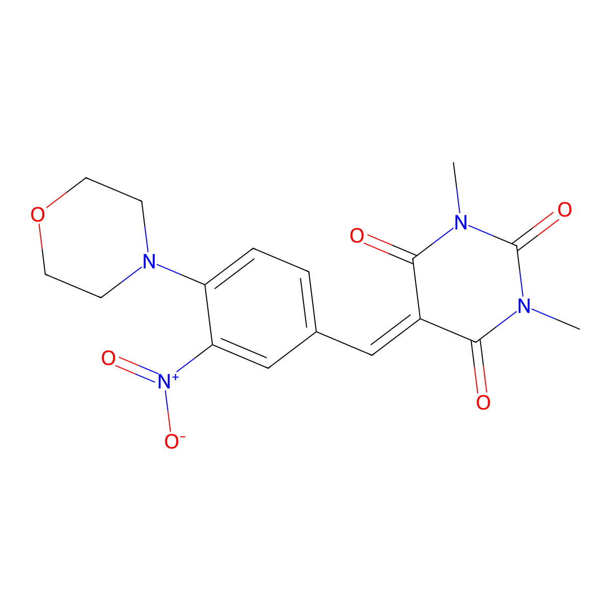 1,3-dimethyl-5-[(4-morpholino-3-nitrophenyl)methylene]-2,4,6(1H,3H,5H)-pyrimidinetrione molecular structure, CAS 732250-13-4
