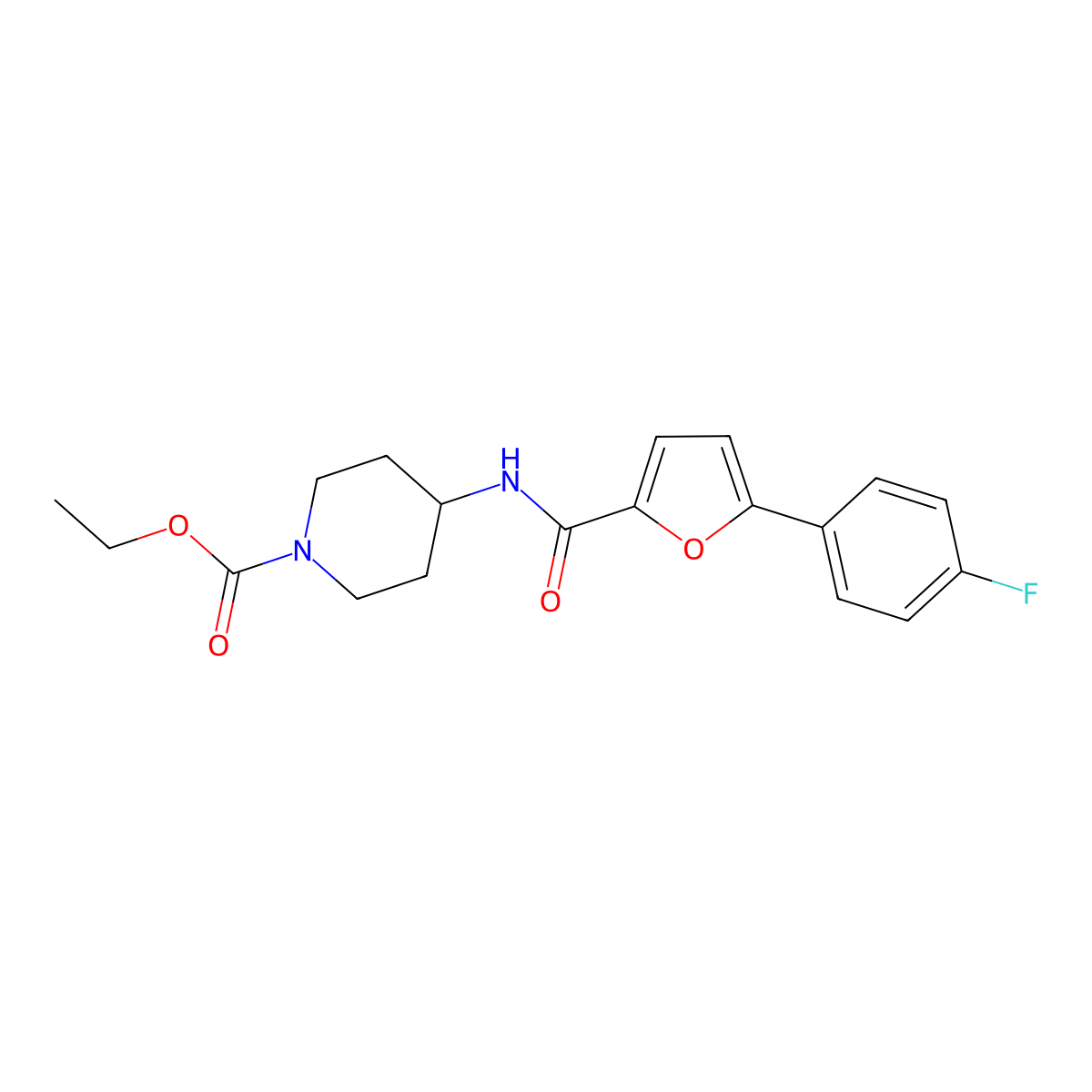 Ethyl 4-[[5-(4-fluorophenyl)furan-2-carbonyl]amino]piperidine-1-carboxylate molecular structure, CAS 732250-96-3
