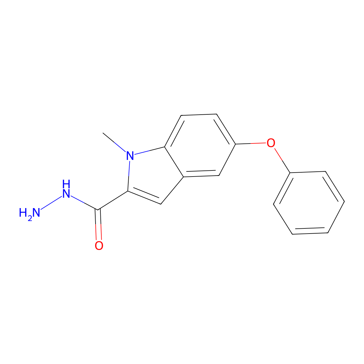 1-methyl-5-phenoxy-1H-indole-2-carbohydrazide molecular structure, CAS 732251-06-8