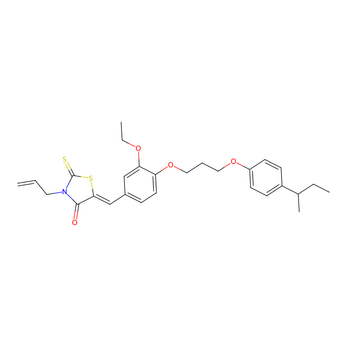 5-[[3-Ethoxy-4-[3-[4-(1-methylpropyl)phenoxy]propoxy]phenyl]methylene]-3-(2-propen-1-yl)-2-thioxo-4-thiazolidinone molecular structure, CAS 732251-59-1