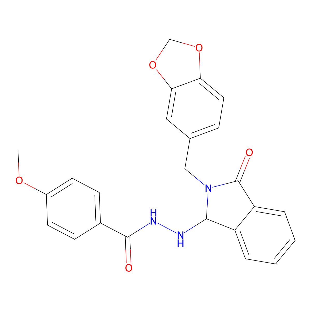 N'-[2-(1,3-benzodioxol-5-ylmethyl)-3-oxo-2,3-dihydro-1H-isoindol-1-yl]-4-methoxybenzohydrazide molecular structure, CAS 732251-90-0