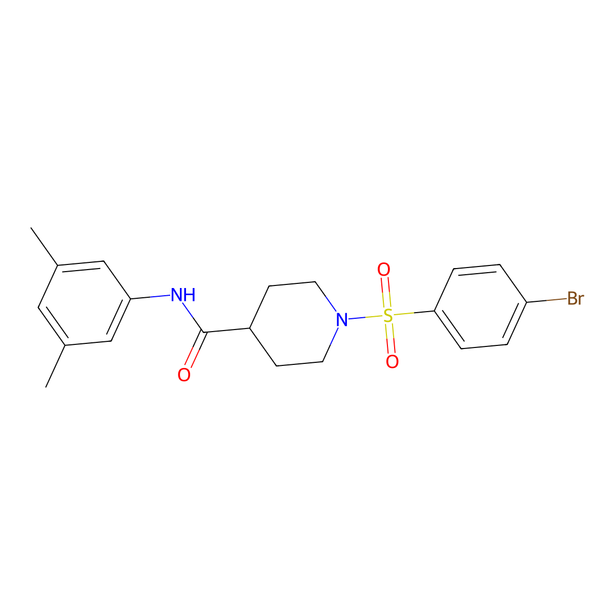 1-(4-bromophenyl)sulfonyl-N-(3,5-dimethylphenyl)piperidine-4-carboxamide molecular structure, CAS 732251-93-3