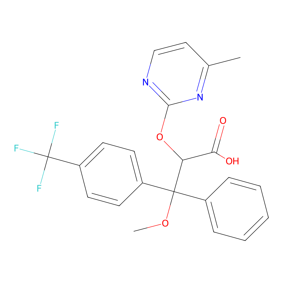 3-Methoxy-2-[(4-methylpyrimidin-2-yl)oxy]-3-phenyl-3-[4-(trifluoromethyl)phenyl]propanoic acid molecular structure, CAS 732253-06-4