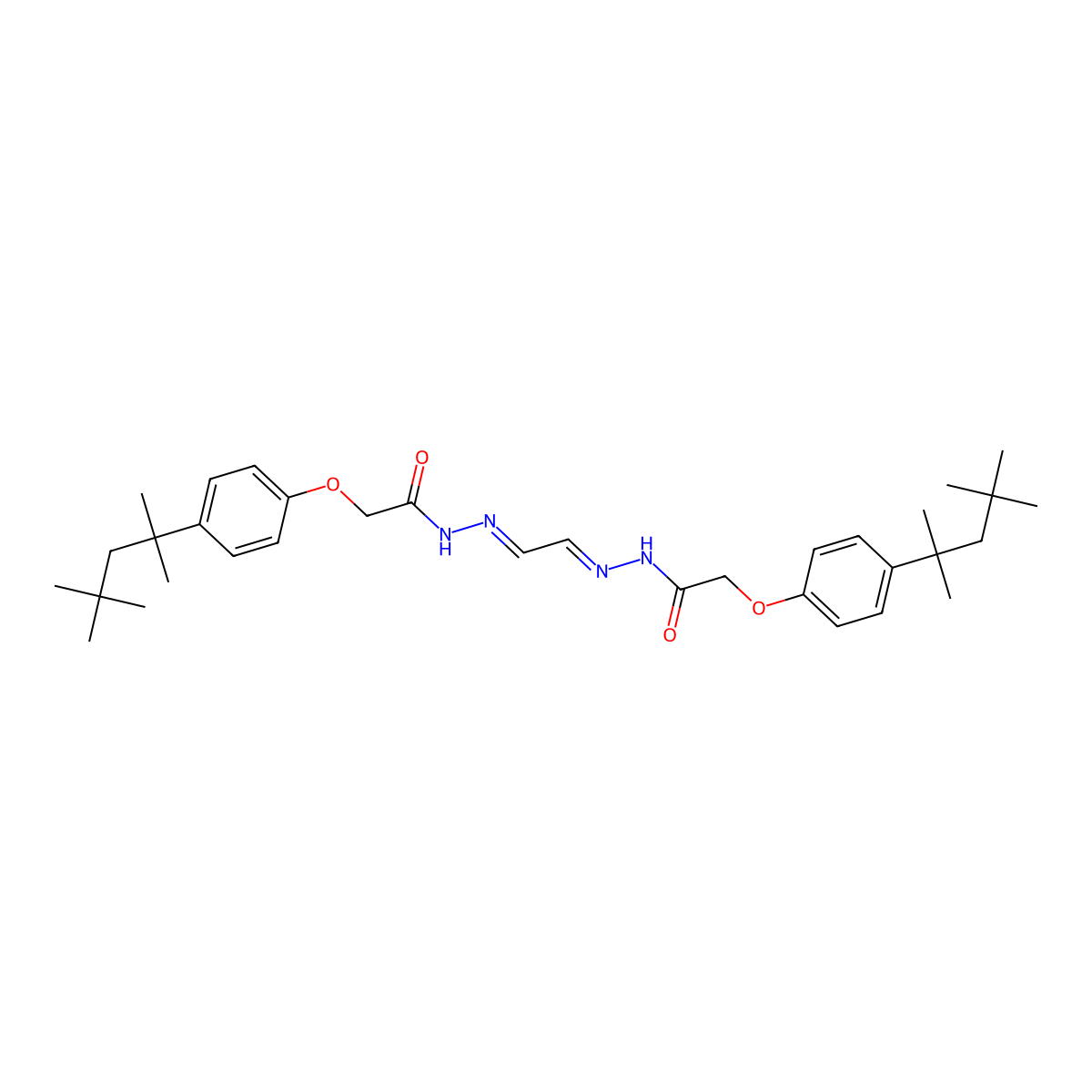 Acetic acid, [4-(1,1,3,3-tetramethylbutyl)phenoxy]-, 1,2-ethanediylidenedihydrazide molecular structure, CAS 732253-36-0
