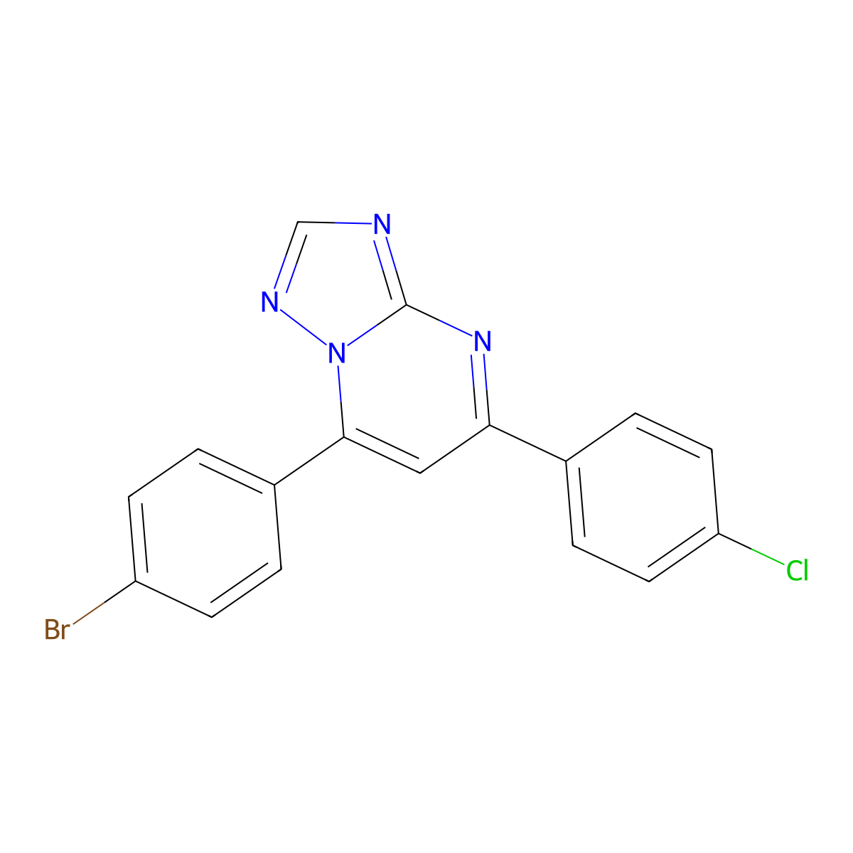 7-(4-Bromophenyl)-5-(4-chlorophenyl)-[1,2,4]triazolo[1,5-a]pyrimidine molecular structure, CAS 732255-99-1