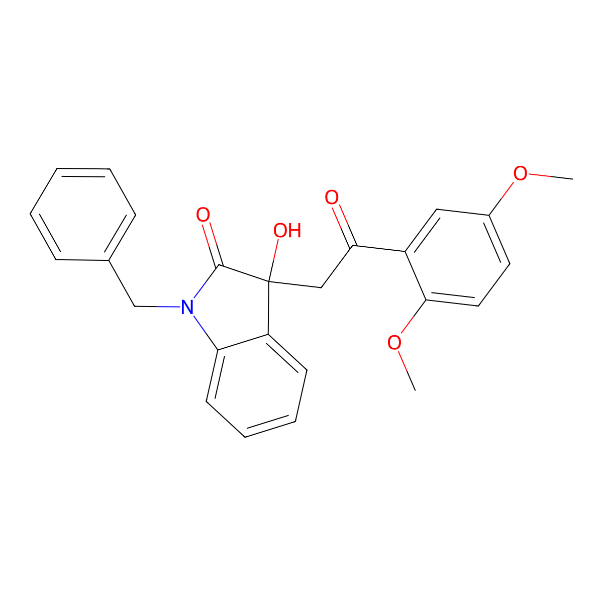 1-benzyl-3-[2-(2,5-dimethoxyphenyl)-2-oxoethyl]-3-hydroxy-1,3-dihydro-2H-indol-2-one molecular structure, CAS 732256-44-9