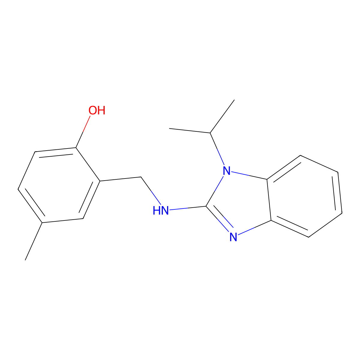 4-Methyl-2-[[(1-propan-2-ylbenzimidazol-2-yl)amino]methyl]phenol molecular structure, CAS 732257-27-1