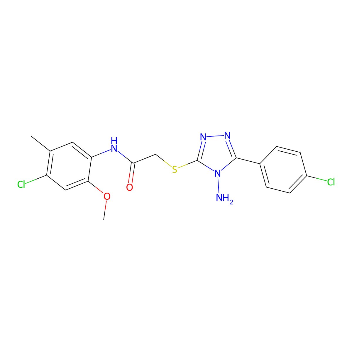 2-[4-amino-5-(4-chlorophenyl)(1,2,4-triazol-3-ylthio)]-N-(4-chloro-2-methoxy-5-methylphenyl)acetamide molecular structure, CAS 732257-77-1