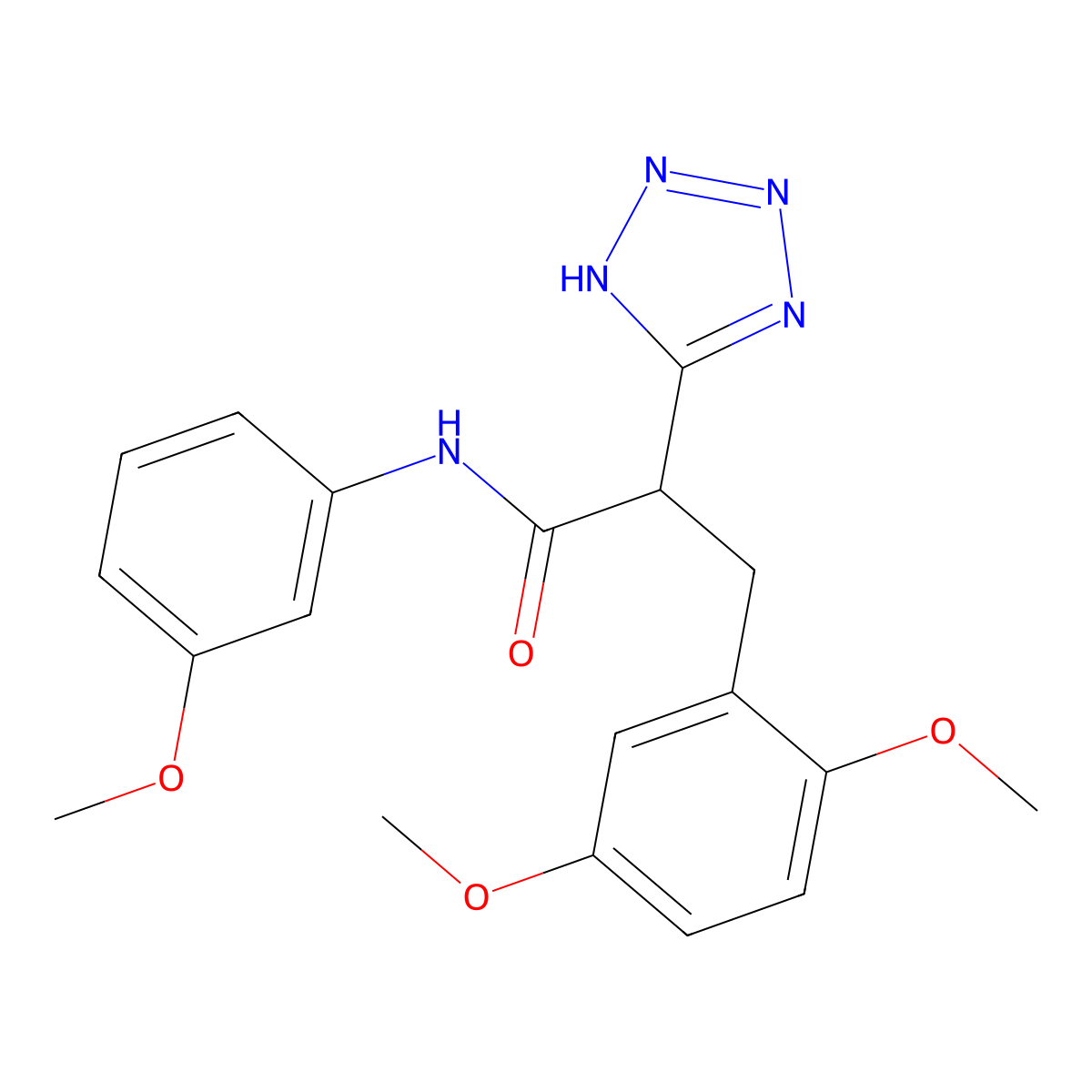 3-(2,5-dimethoxyphenyl)-N-(3-methoxyphenyl)-2-(2H-tetrazol-5-yl)propanamide molecular structure, CAS 732259-60-8