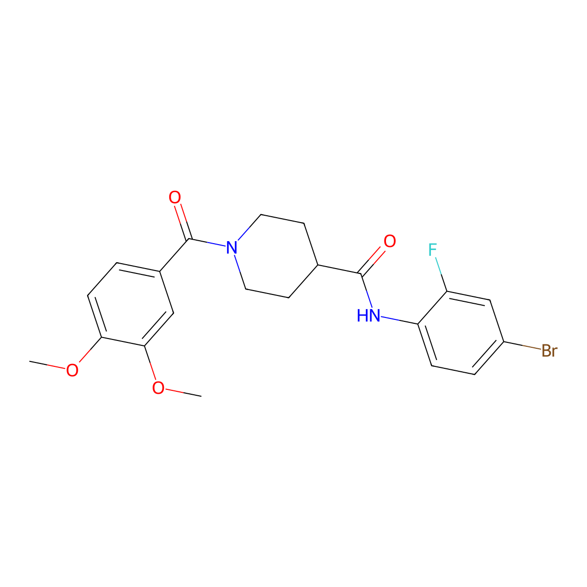N-(4-bromo-2-fluorophenyl)-1-(3,4-dimethoxybenzoyl)piperidine-4-carboxamide molecular structure, CAS 732260-96-7