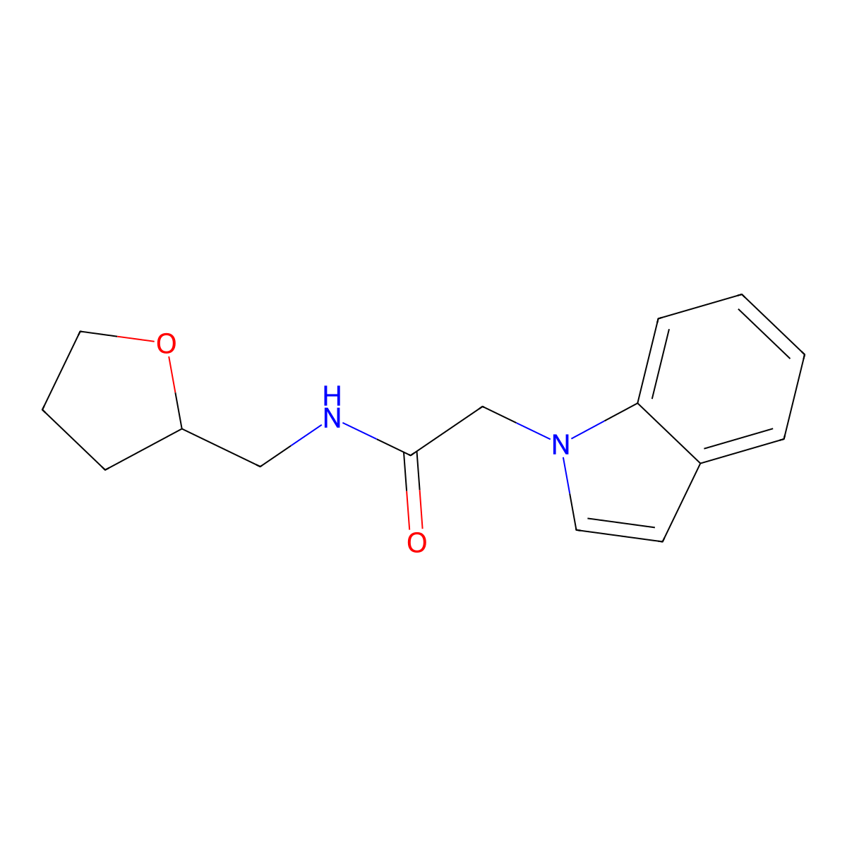 2-indol-1-yl-N-(oxolan-2-ylmethyl)acetamide molecular structure, CAS 732261-21-1
