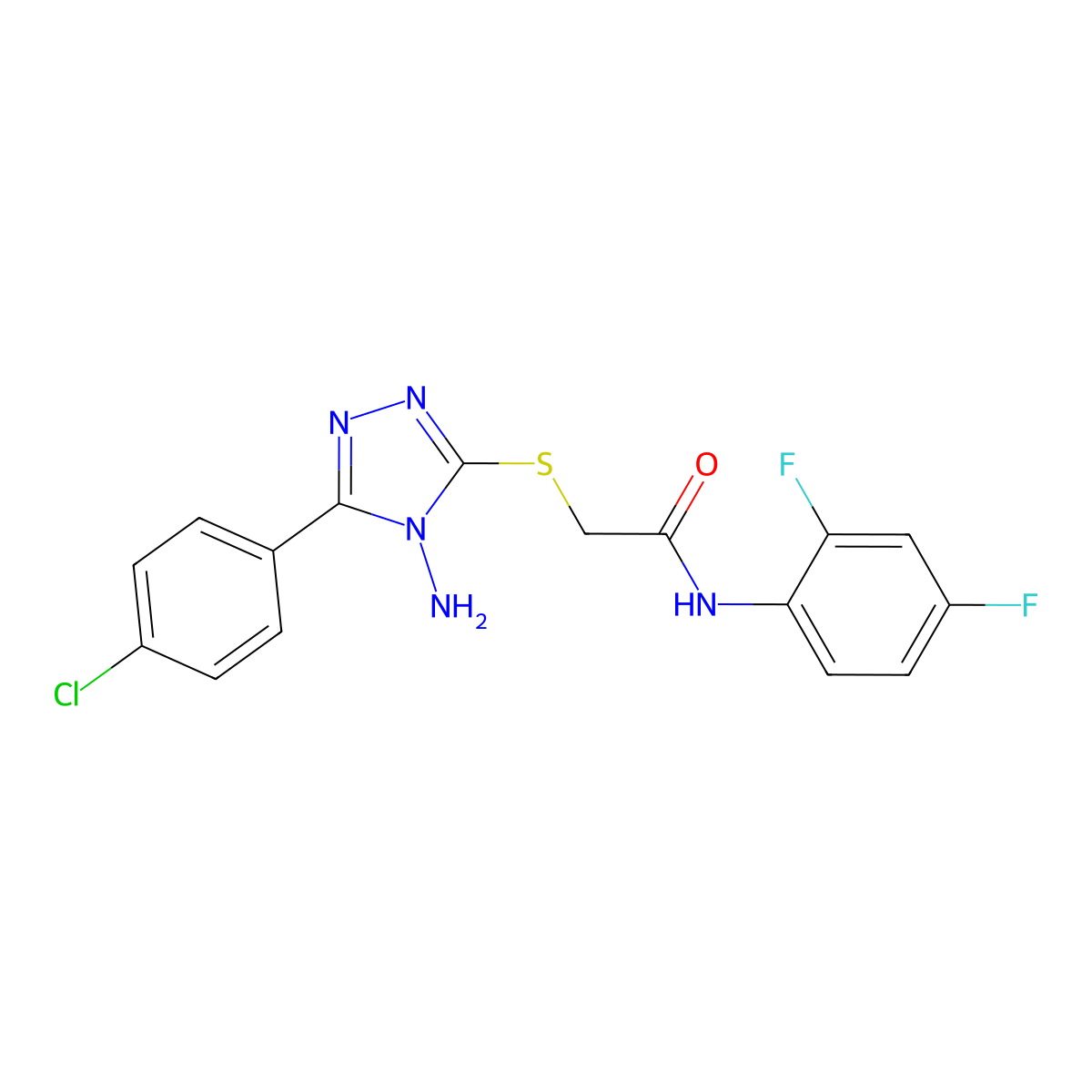 2-{[4-amino-5-(4-chlorophenyl)-4H-1,2,4-triazol-3-yl]sulfanyl}-N-(2,4-difluorophenyl)acetamide molecular structure, CAS 732262-44-1