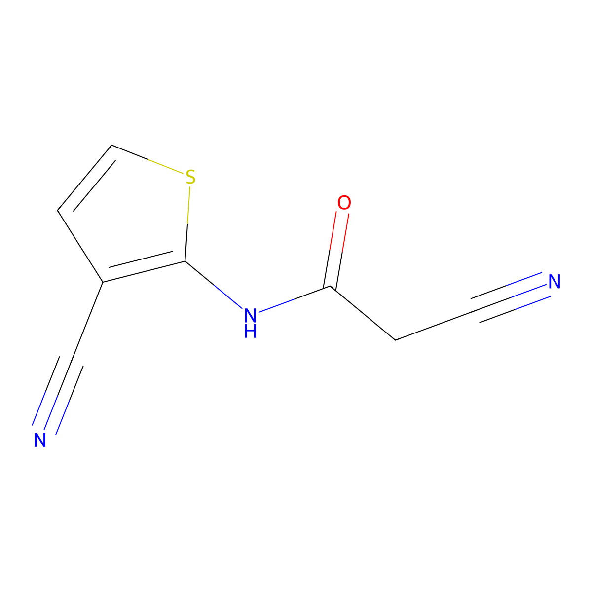 2-cyano-N-(3-cyano-2-thienyl)acetamide molecular structure, CAS 73227-83-5
