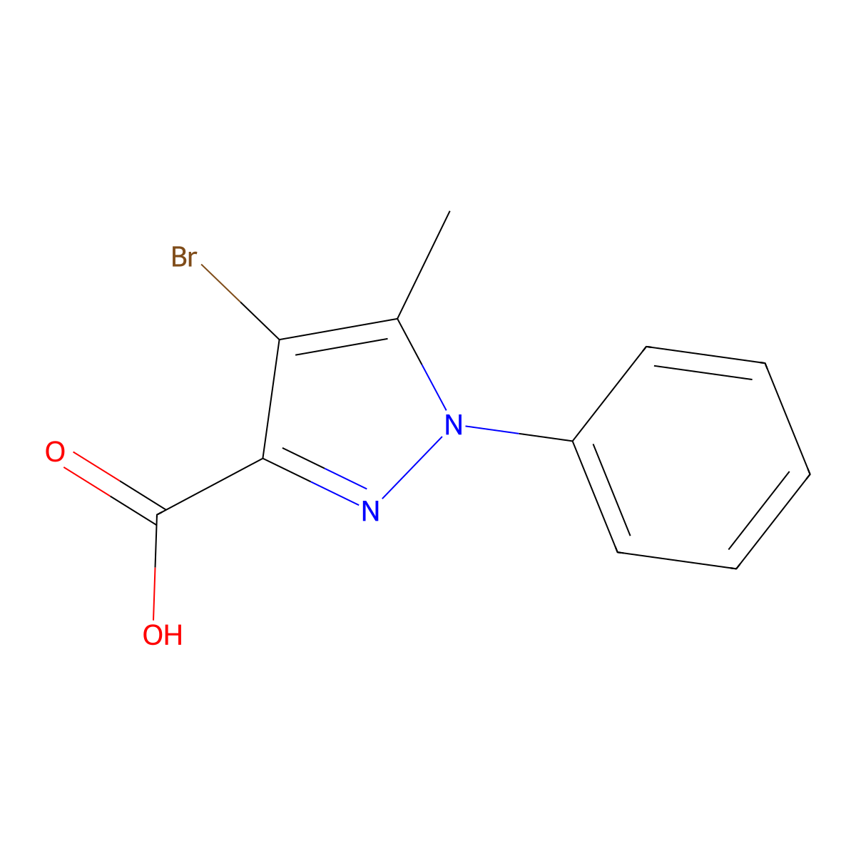 4-Bromo-5-methyl-1-phenyl-1h-pyrazole-3-carboxylic acid molecular structure, CAS 73227-92-6