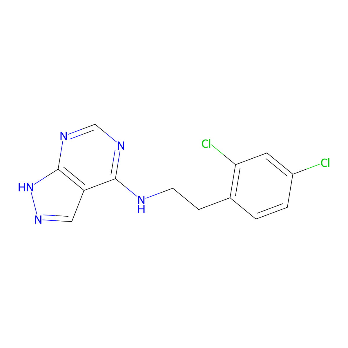 N-[2-(2,4-dichlorophenyl)ethyl]-1H-pyrazolo[3,4-d]pyrimidin-4-amine molecular structure, CAS 732270-05-2