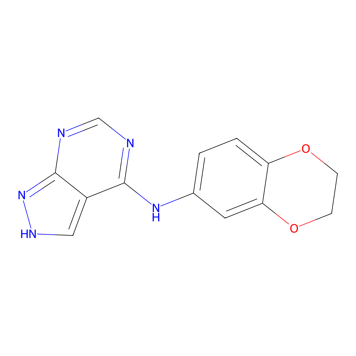 N-(2,3-dihydro-1,4-benzodioxin-6-yl)-1H-pyrazolo[3,4-d]pyrimidin-4-amine molecular structure, CAS 732270-06-3