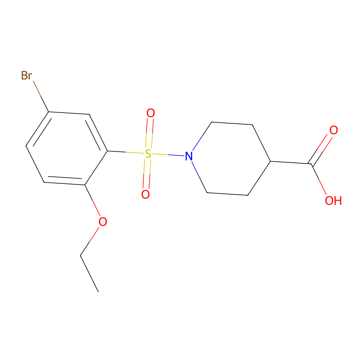 1-(5-Bromo-2-ethoxybenzenesulfonyl)piperidine-4-carboxylic acid molecular structure, CAS 732271-70-4