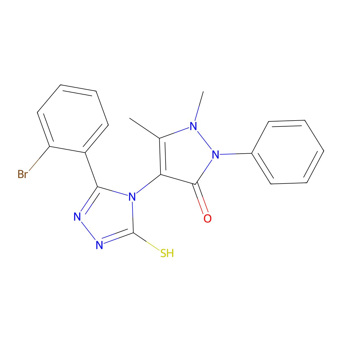 4-[3-(2-bromophenyl)-5-sulfanyl-4H-1,2,4-triazol-4-yl]-1,5-dimethyl-2-phenyl-2,3-dihydro-1H-pyrazol-3-one molecular structure, CAS 732287-94-4