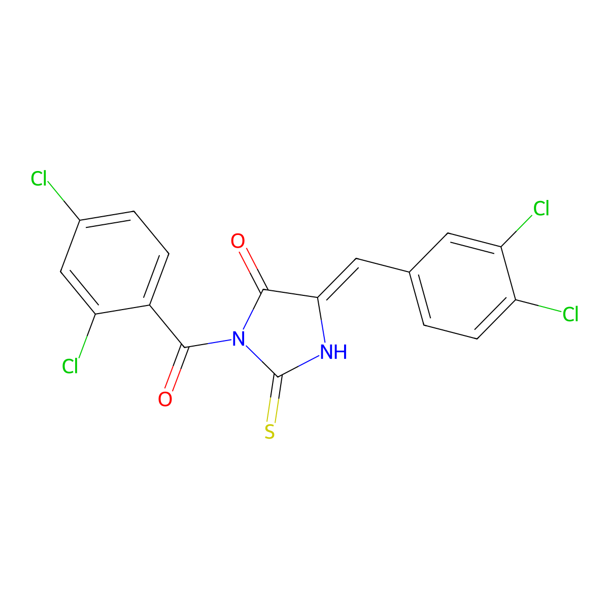 3-(2,4-Dichlorobenzoyl)-5-[(3,4-dichlorophenyl)methylidene]-2-sulfanylideneimidazolidin-4-one molecular structure, CAS 732288-03-8
