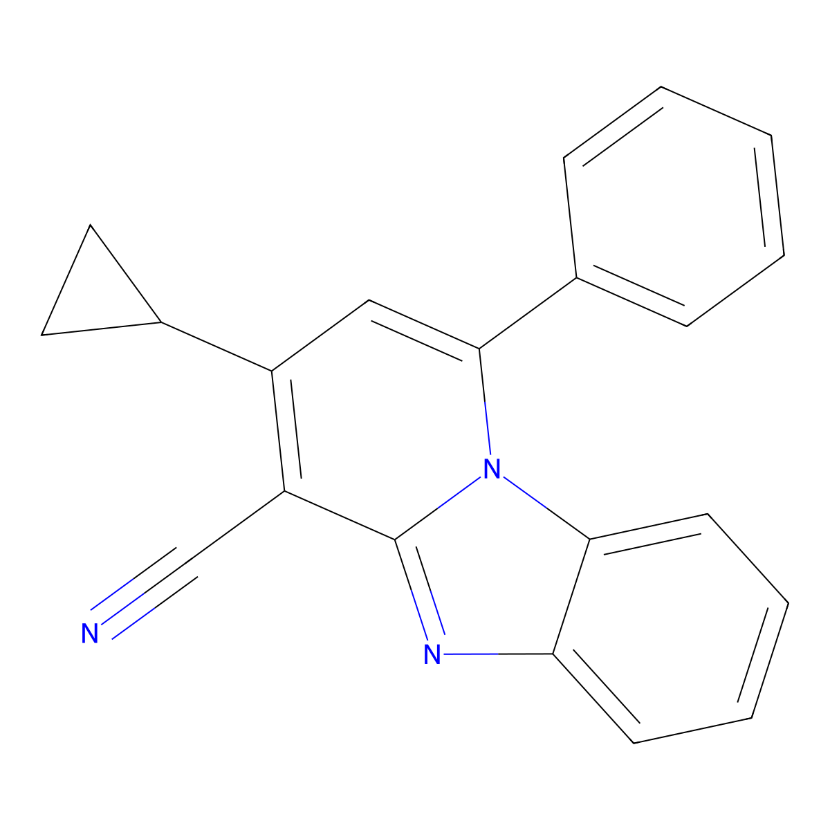 3-Cyclopropyl-1-phenylpyrido[1,2-a]benzimidazole-4-carbonitrile molecular structure, CAS 732288-04-9
