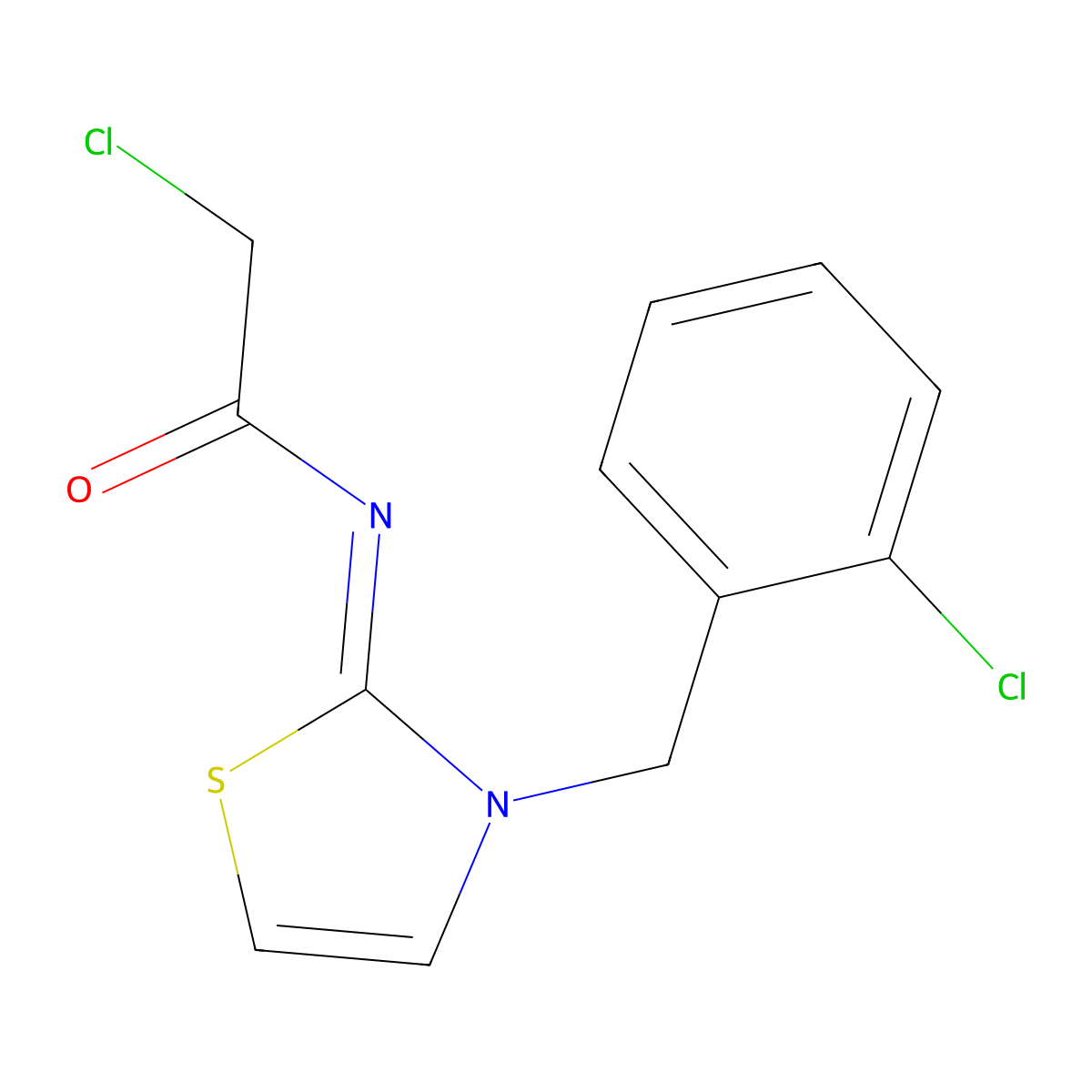 2-chloro-N-{3-[(2-chlorophenyl)methyl]-2,3-dihydro-1,3-thiazol-2-ylidene}acetamide molecular structure, CAS 732291-40-6