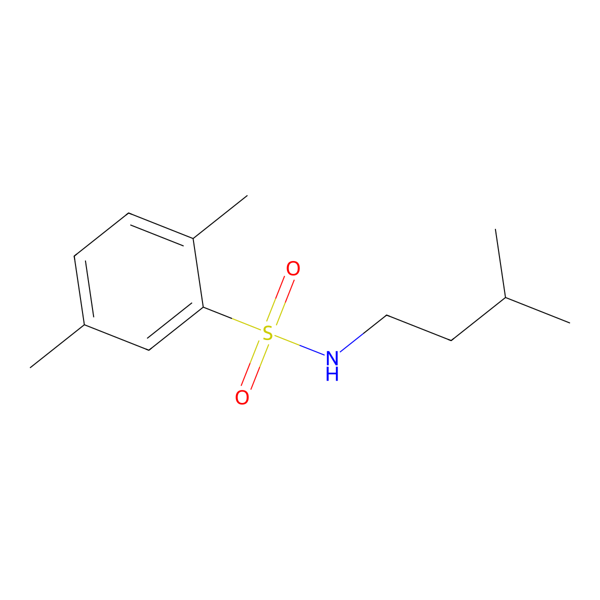 2,5-dimethyl-N-(3-methylbutyl)benzene-1-sulfonamide molecular structure, CAS 732291-54-2